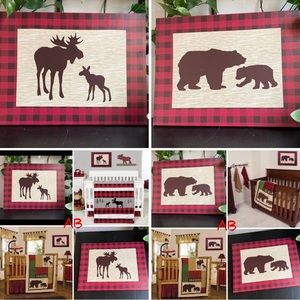 Trend Lab Pair/2 Northwoods Bear & Moose Canvas Wall Art Nursery Mama-N-Baby 24”